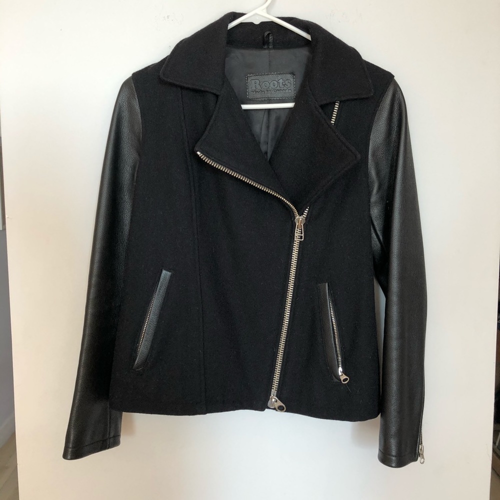 Roots Black Leather Jacket